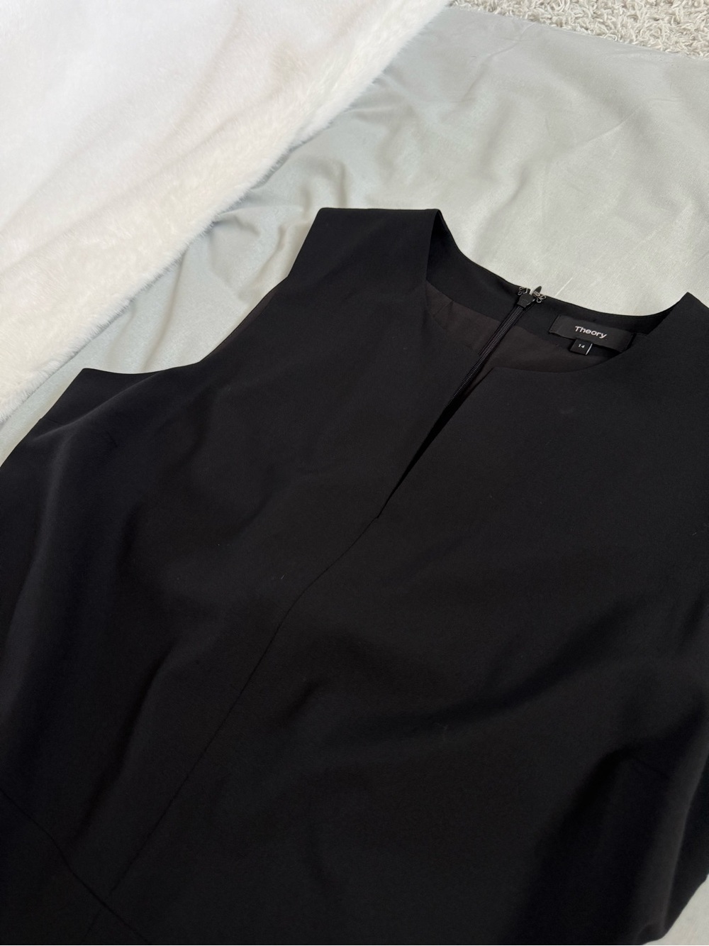 Theory Wool Black Sleeveless Miyani Mini Dress Sz 14 - Picture 8 of 10